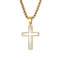 Collier pendentif croix homme, design épuré, acier inoxydable poli et chaîne vénitienne, modèle Shilo