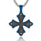 Collier pendentif croix pattée médiévale, acier inoxydable brossé, chaîne vénitienne, modèle Kael