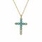 Collier pendentif croix pour femme, en argent 925 doré, serti de zircons aux nuances bleus