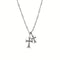 Collier pendentif croix superposées, en métal argenté, serti de zircons, modèle Raven