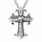 Collier pendentif croix tête de mort, avec maille forçat, en acier inoxydable, style rock