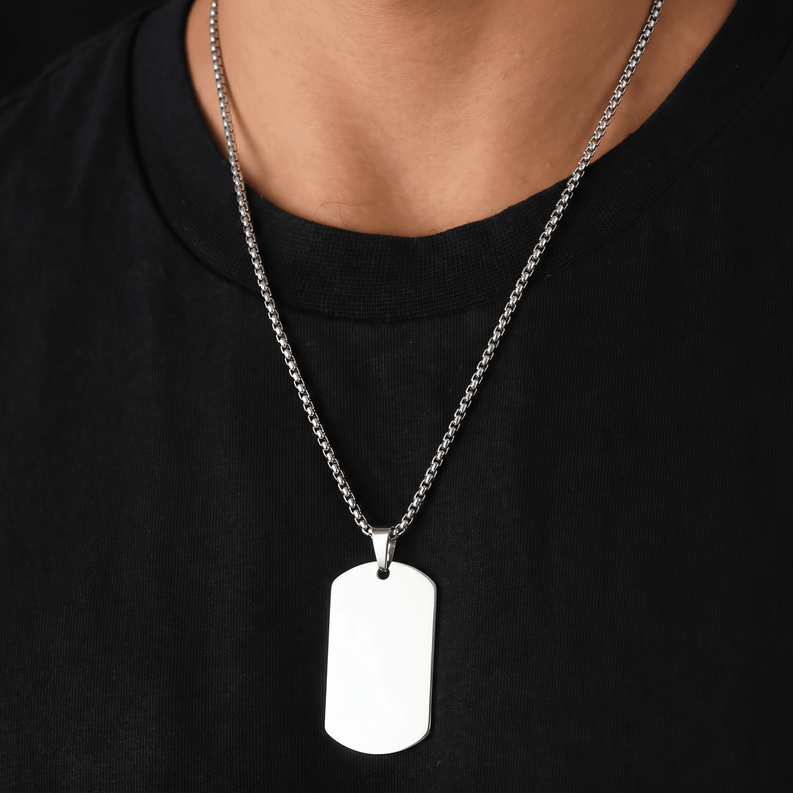 Collier pendentif dog tag pour homme, style militaire, en acier inoxydable