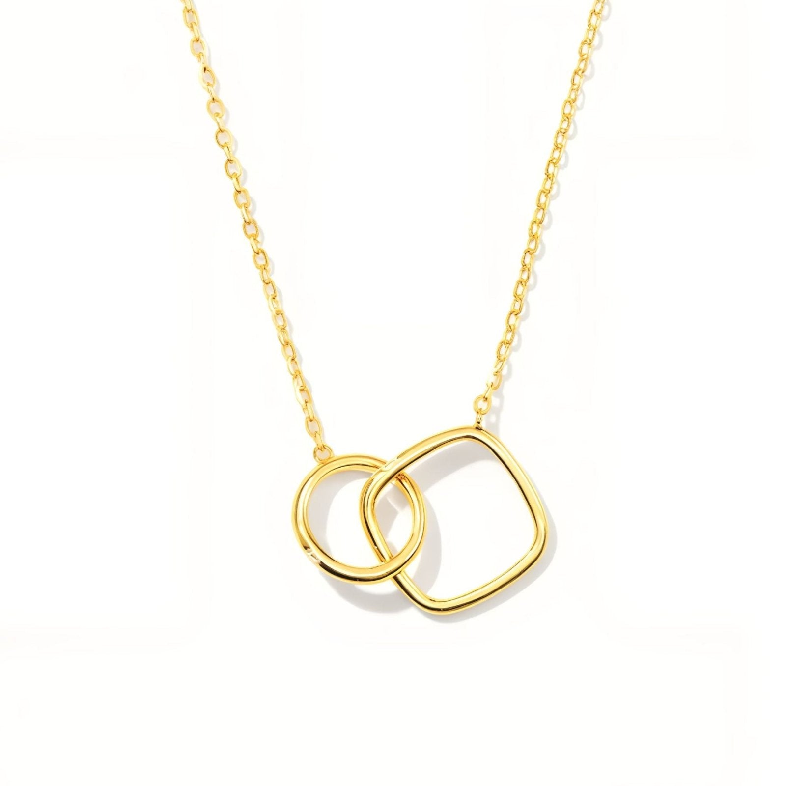 Collier pendentif double anneau, en argent 925, design géométrique doré, modèle Lou
