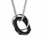 Collier pendentif double anneaux entrelacés pour homme, en acier inoxydable, gravé LOVE avec cristal scintillant