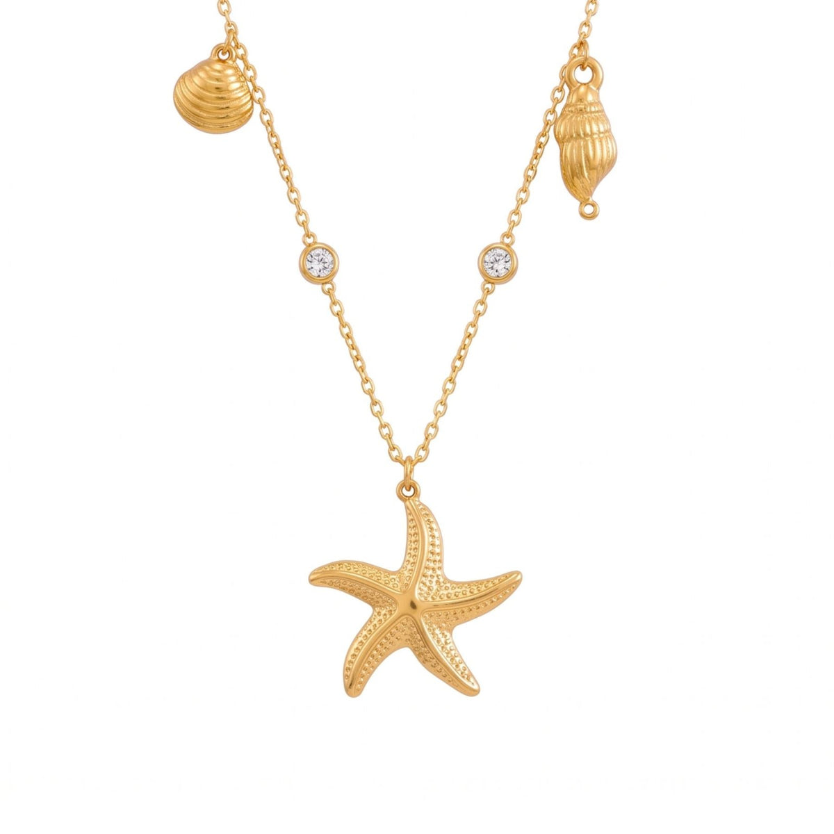 Collier pendentif étoile de mer pour femme, en acier inoxydable doré, chaîne délicate au design inspiré de l’océan