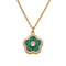 Collier pendentif fleur pour femme, avec zircon et agate, en acier inoxydable