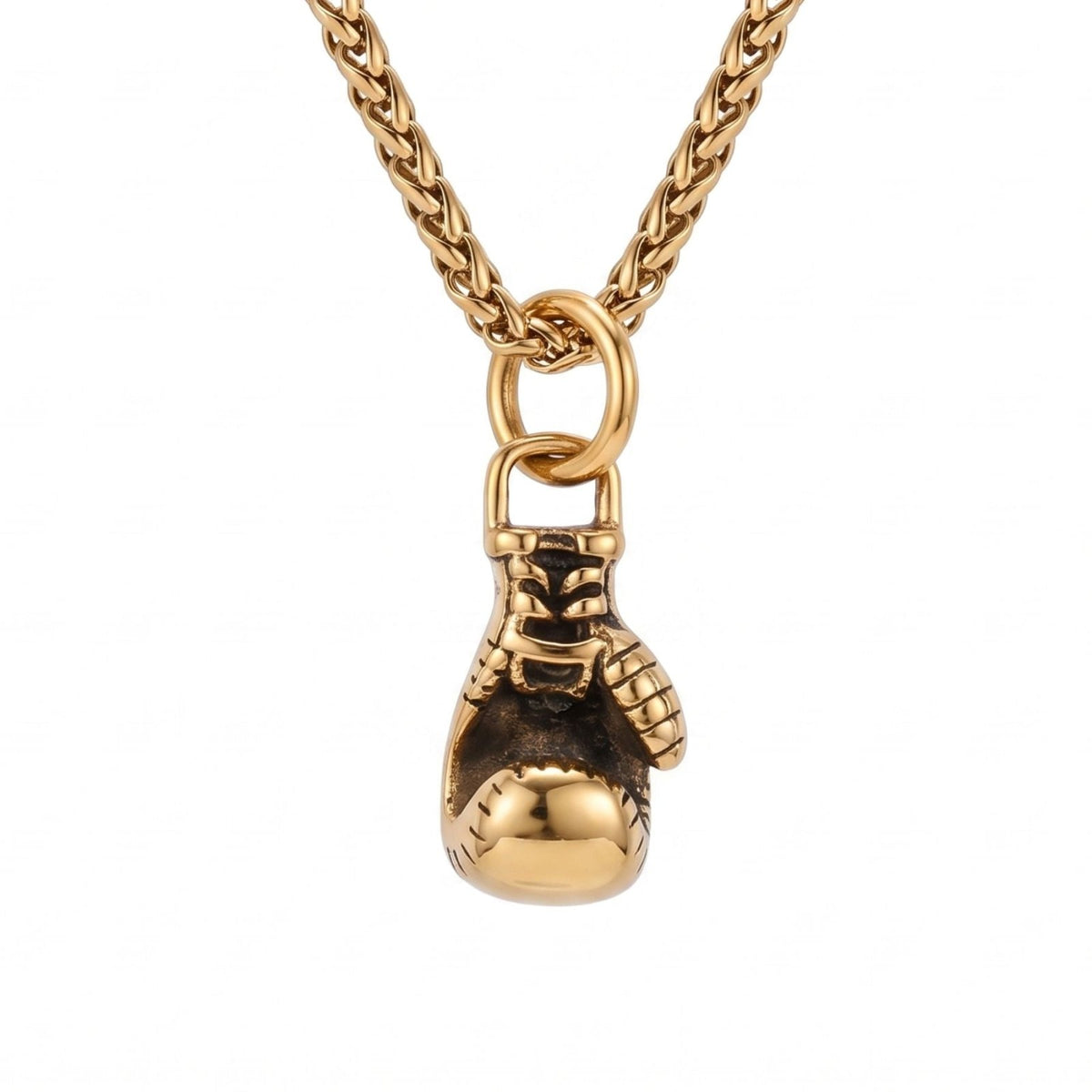 Collier pendentif gant de boxe pour homme, en acier inoxydable, symbole de force et de détermination