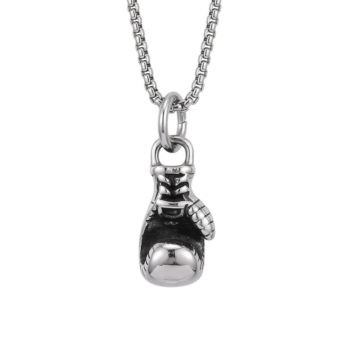 Collier pendentif gant de boxe pour homme, en acier inoxydable, symbole de force et de détermination