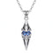 Collier pendentif géométrique pour homme, en cuivre argenté, avec pierre bleue facettée