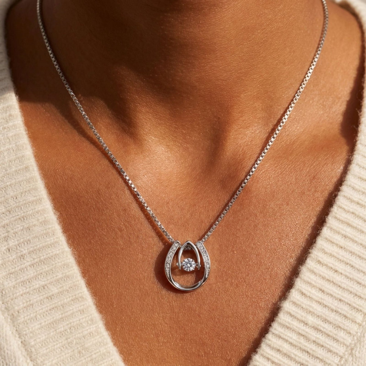 Collier pendentif goutte pour femme, en argent 925, avec zircon scintillant