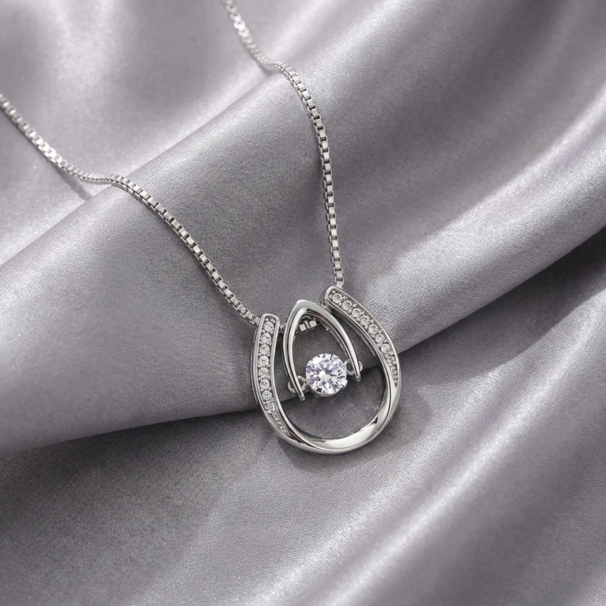 Collier pendentif goutte pour femme, en argent 925, avec zircon scintillant
