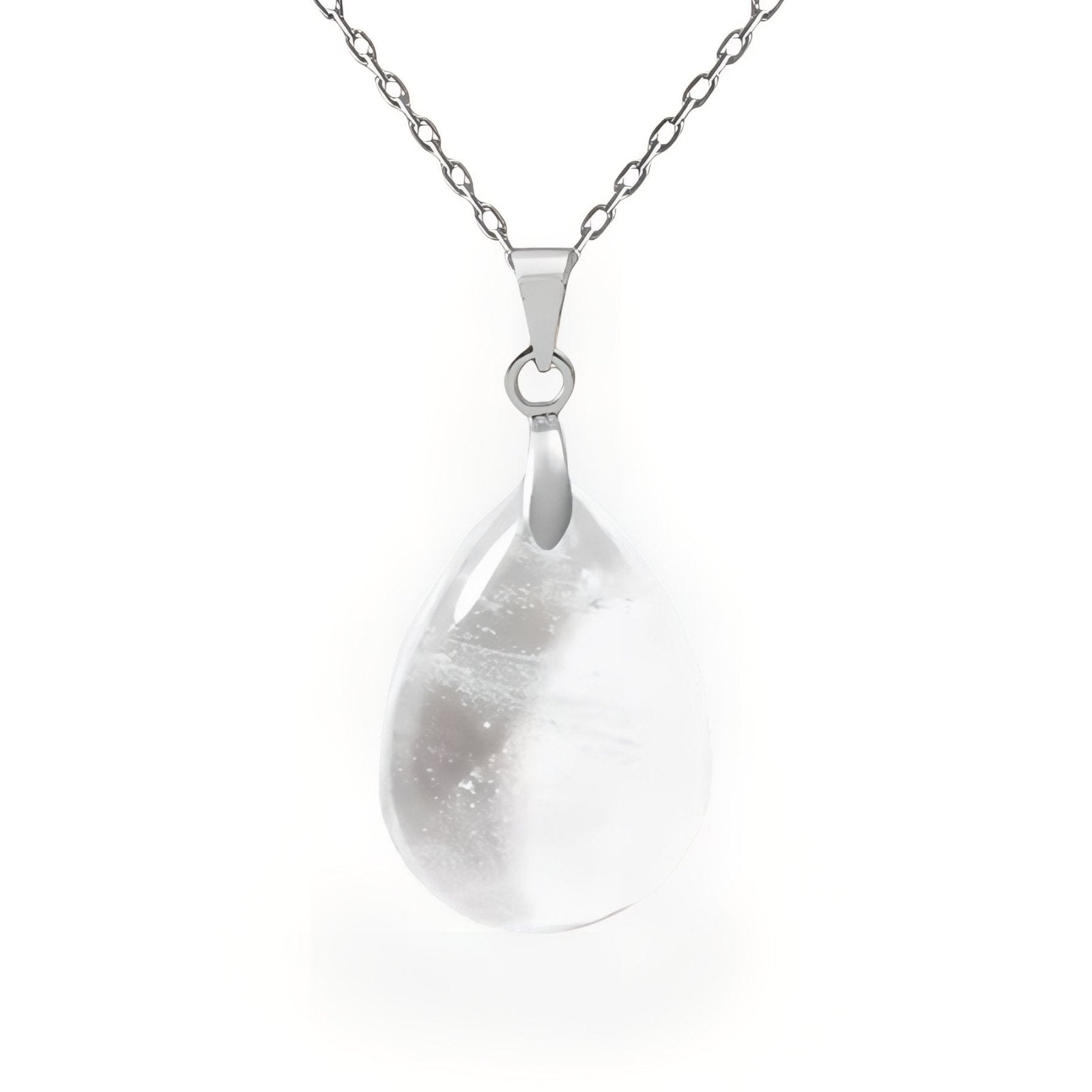 Collier pendentif goutte pour femme, en pierre naturelle cristal de roche, style bohème chic