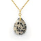 Collier pendentif goutte pour femme, en pierre naturelle jaspe dalmatien, style bohème chic