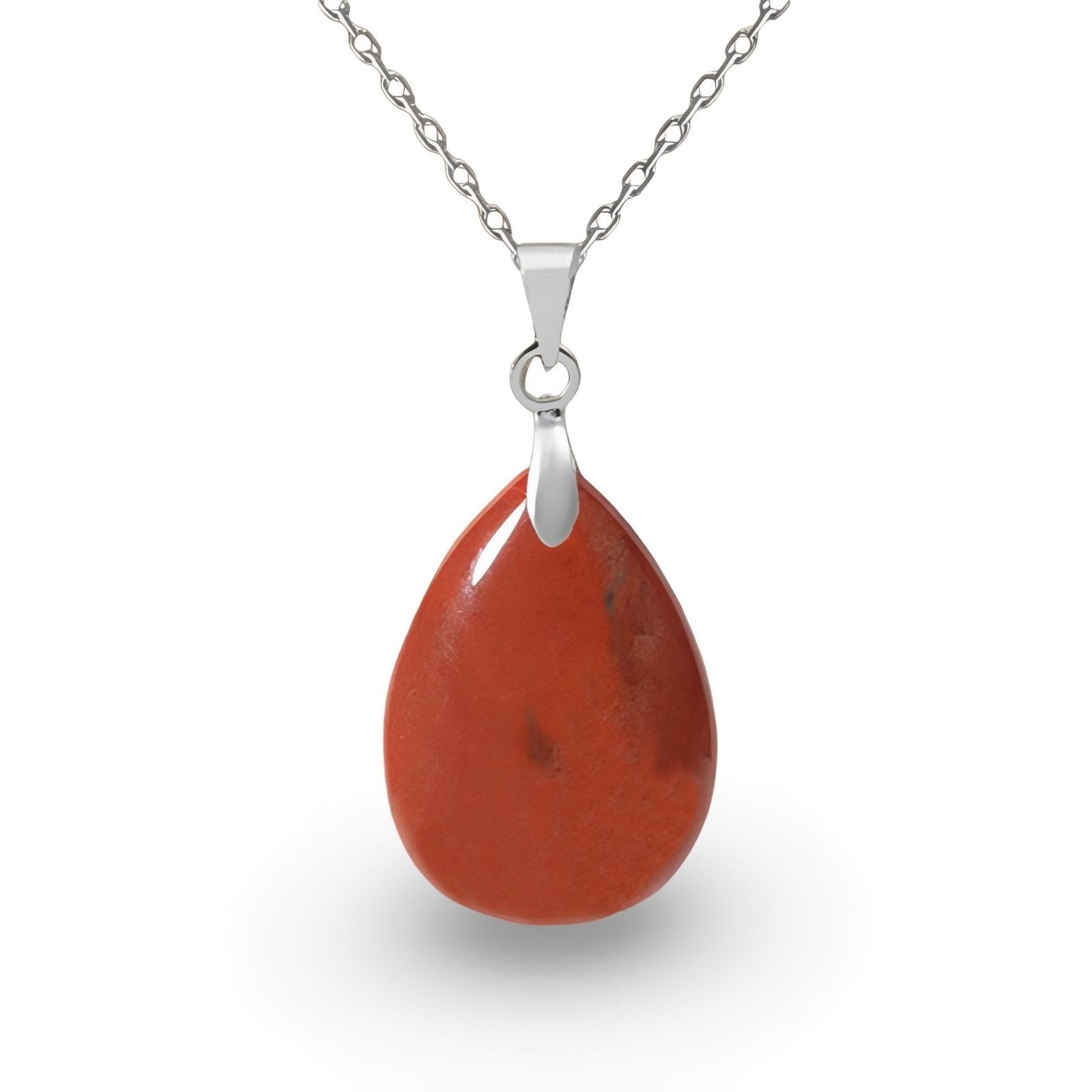 Collier pendentif goutte pour femme, en pierre naturelle jaspe rouge, style bohème chic