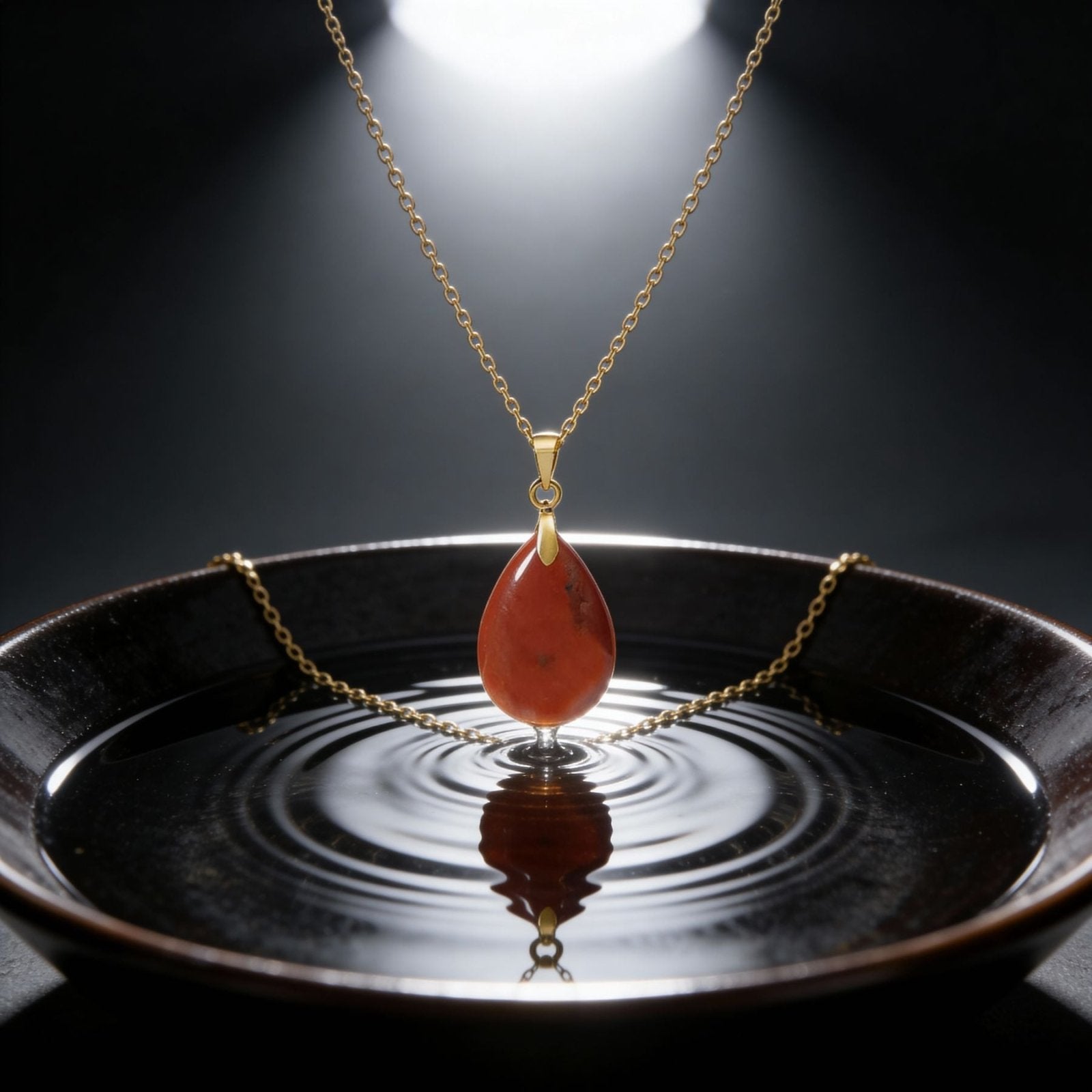 Collier pendentif goutte pour femme, en pierre naturelle jaspe rouge, style bohème chic