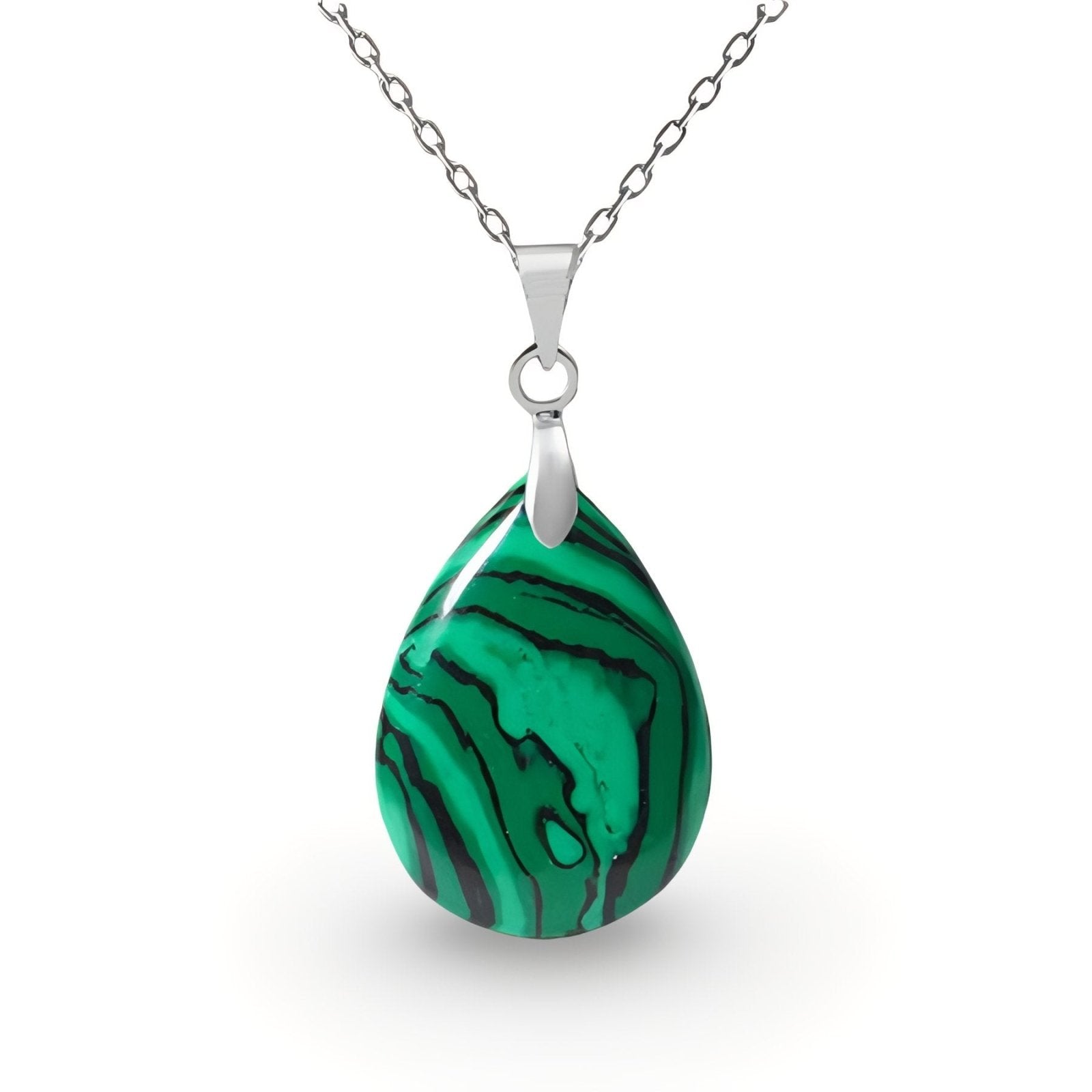 Collier pendentif goutte pour femme, en pierre naturelle malachite, style bohème chic