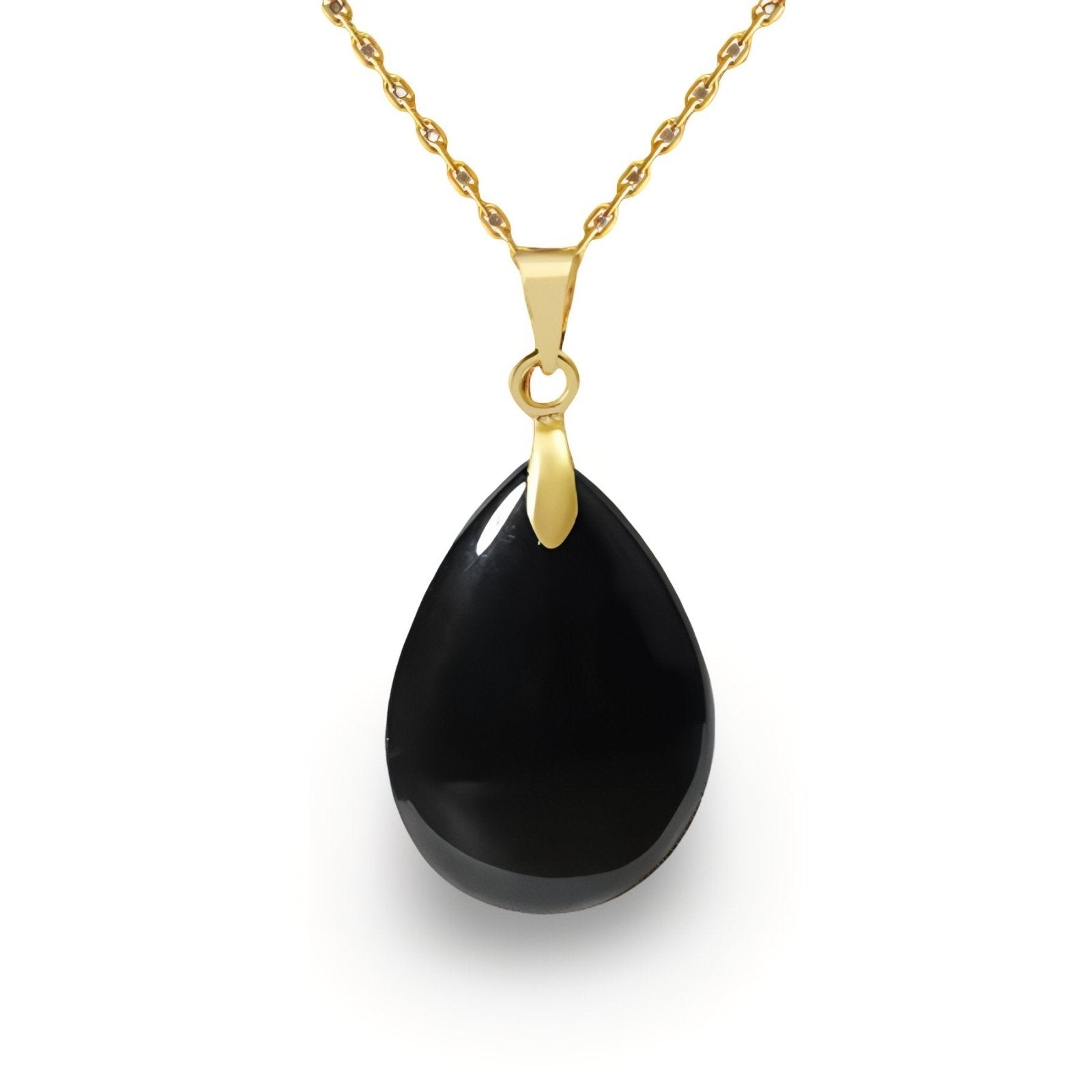 Collier pendentif goutte pour femme, en pierre naturelle obsidienne, style bohème chic