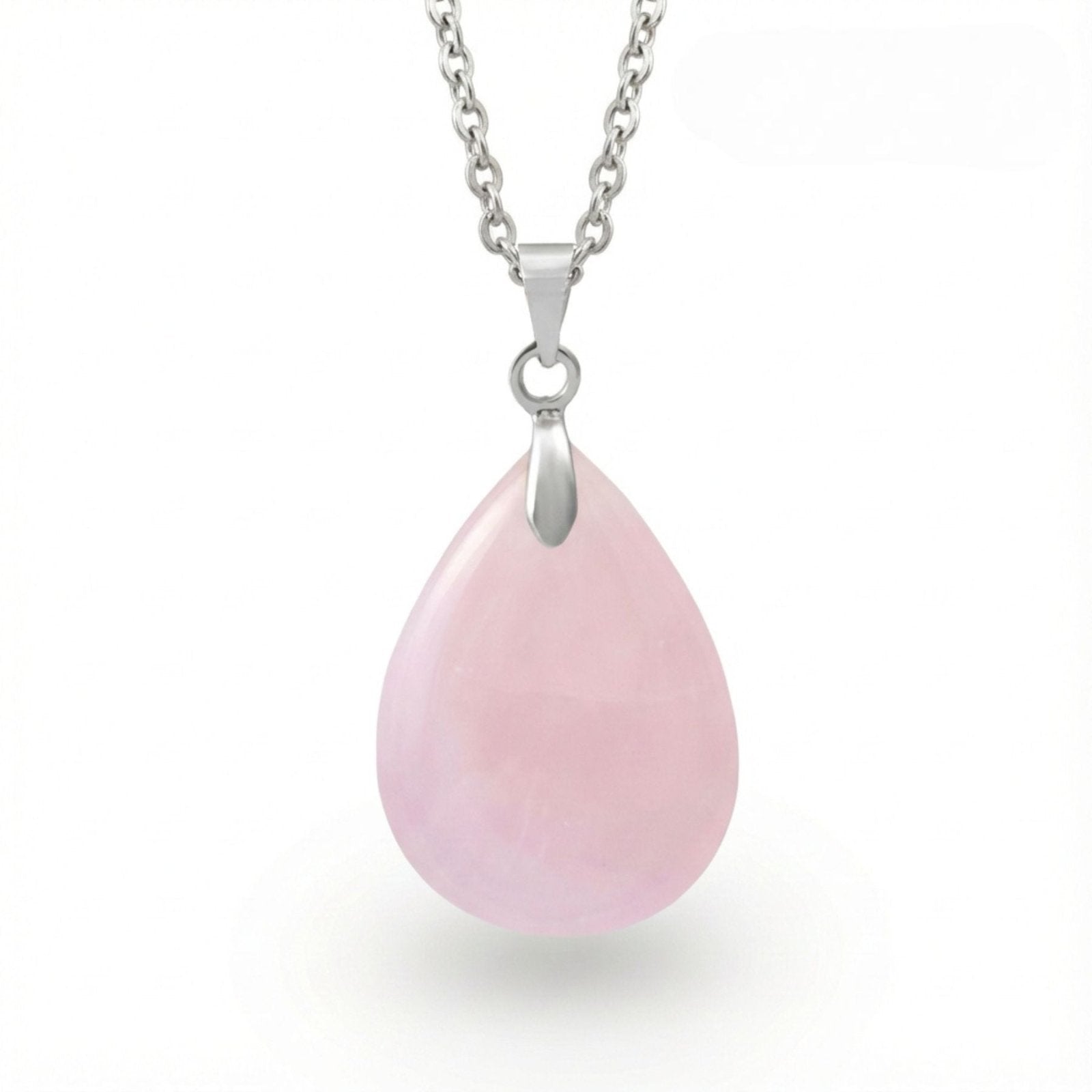 Collier pendentif goutte pour femme, en pierre naturelle quartz rose, style bohème chic