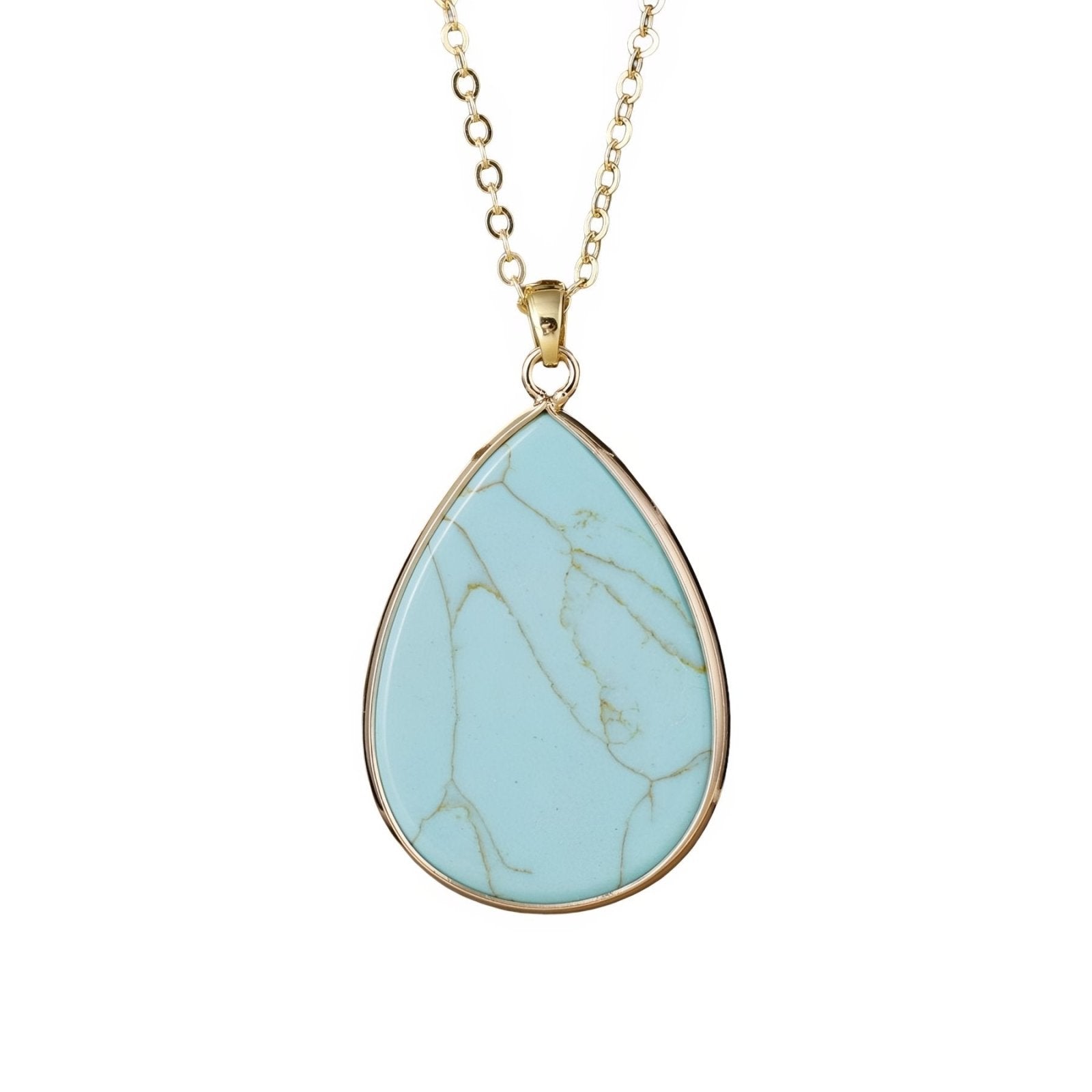 Collier pendentif goutte pour femme, en pierre naturelle, style bohème