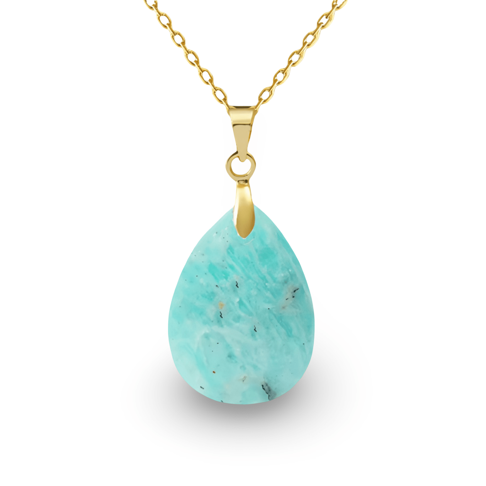 Collier pendentif goutte pour femme, en pierre naturelle turquoise, style bohème chic