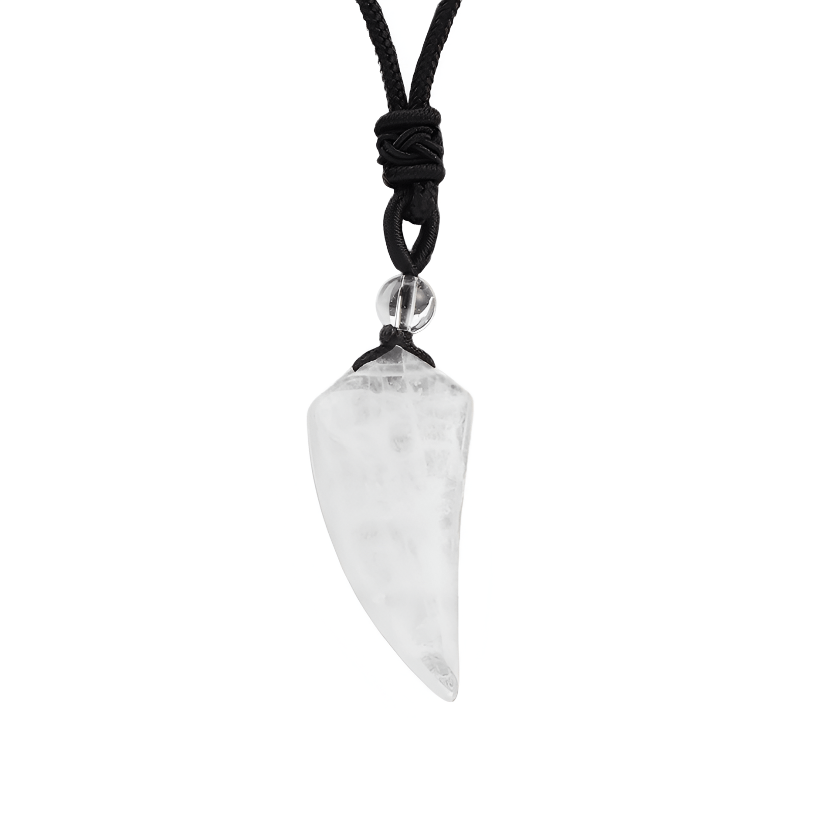 Collier pendentif griffe en pierre naturelle, cordon tressé réglable, style spirituel unisexe, modèle Quator