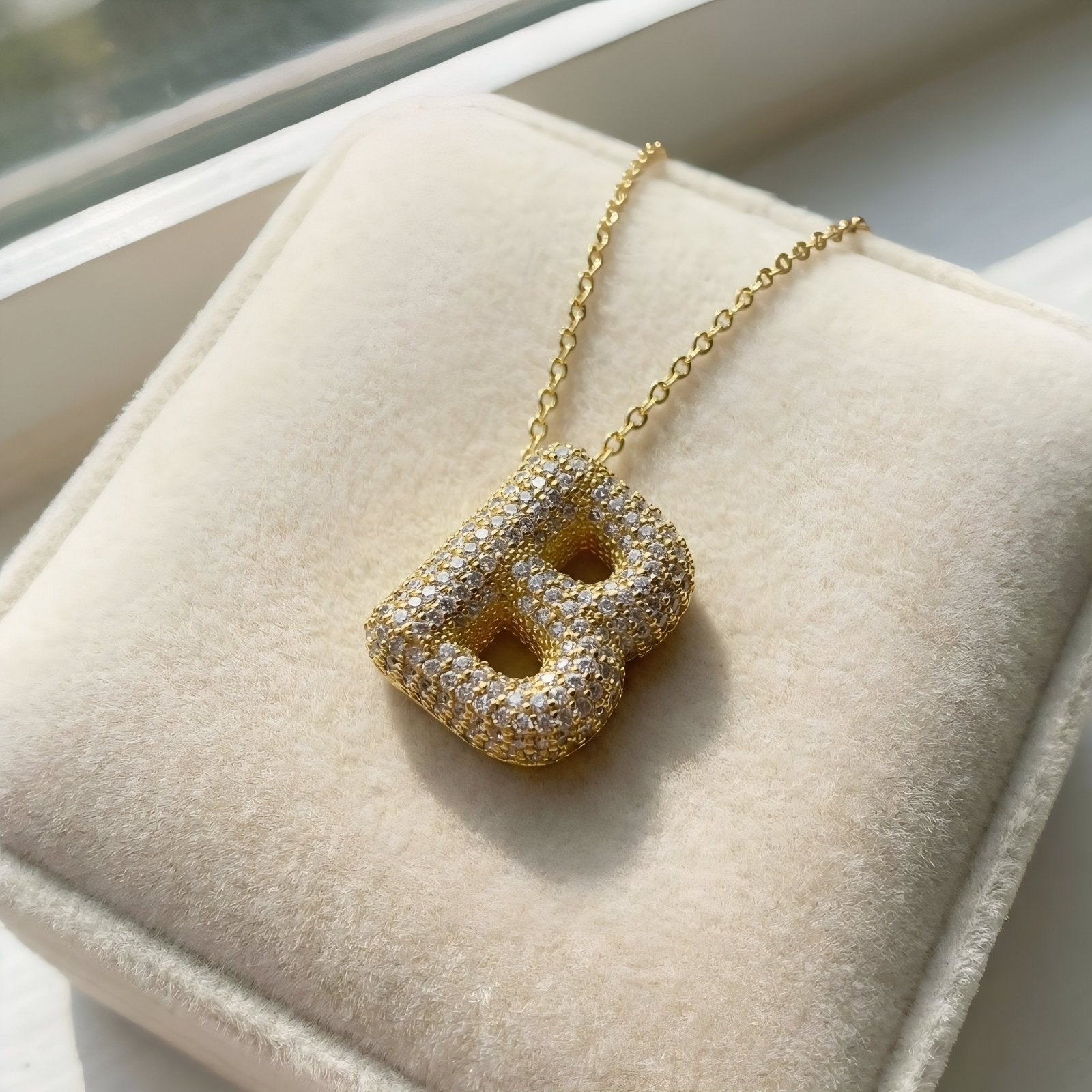 Collier pendentif lettre, plaqué or, style urbain