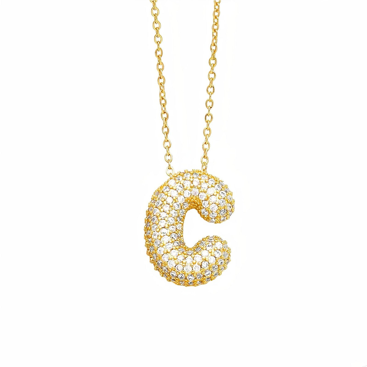 Pendentif Plaqué Or Alphabet Lettre C - Bijou Fantaisie Élégant
