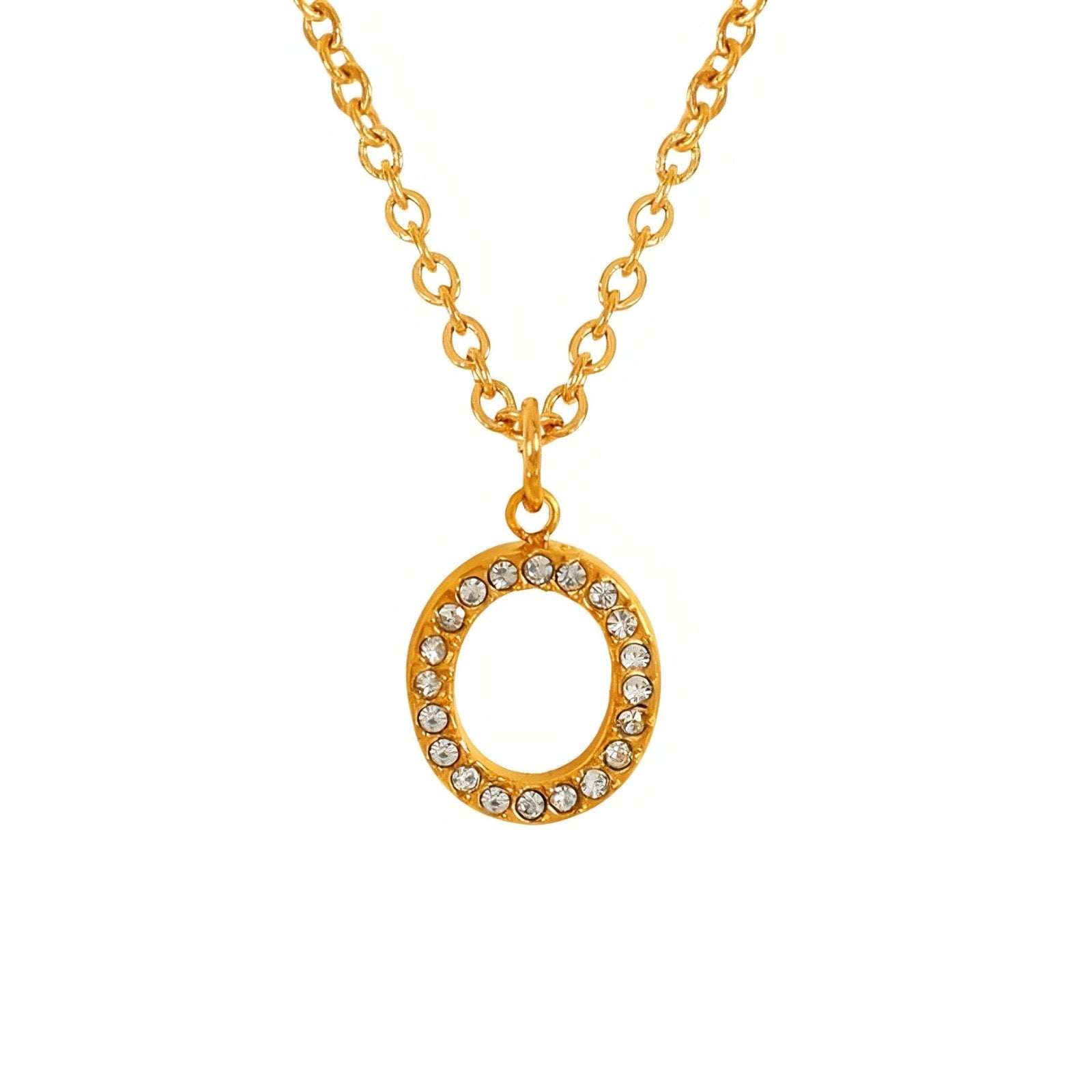 Collier pendentif lettre, plaqué or, zircons incrustés, bijoux tendance, modèle Andrea