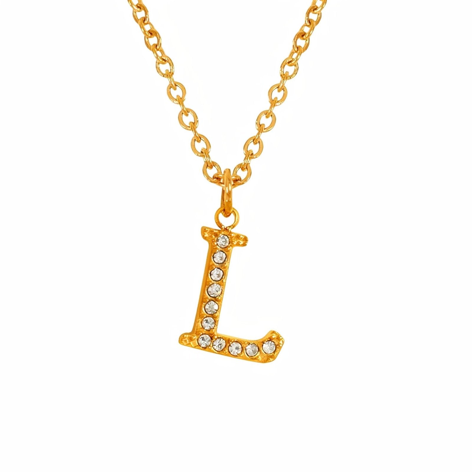 Collier pendentif lettre, plaqué or, zircons incrustés, bijoux tendance, modèle Andrea