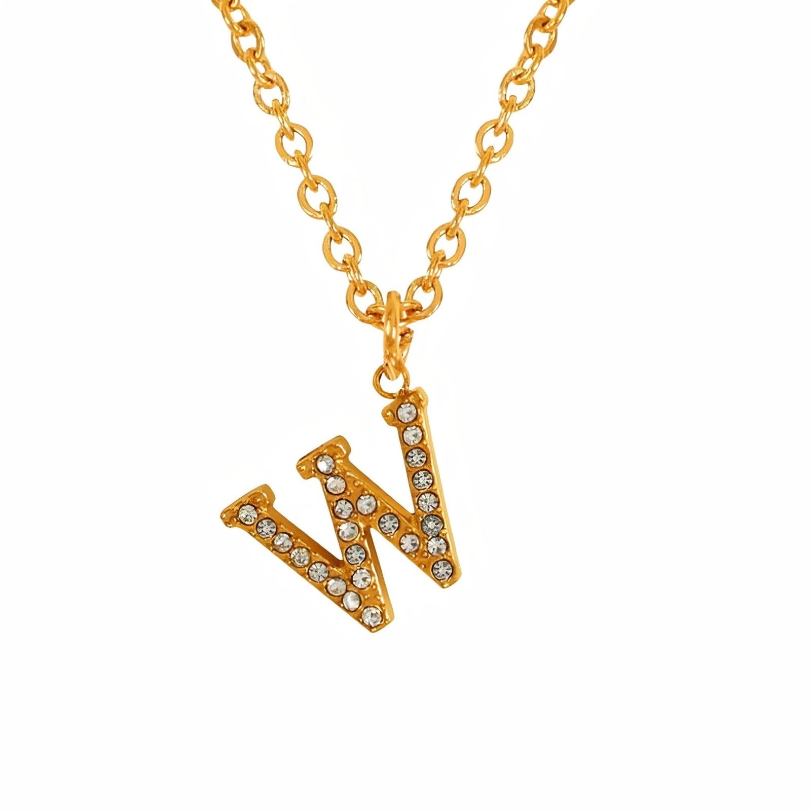 Collier pendentif lettre, plaqué or, zircons incrustés, bijoux tendance, modèle Andrea