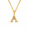 Collier pendentif lettre, plaqué or, zircons incrustés, bijoux tendance, modèle Andrea
