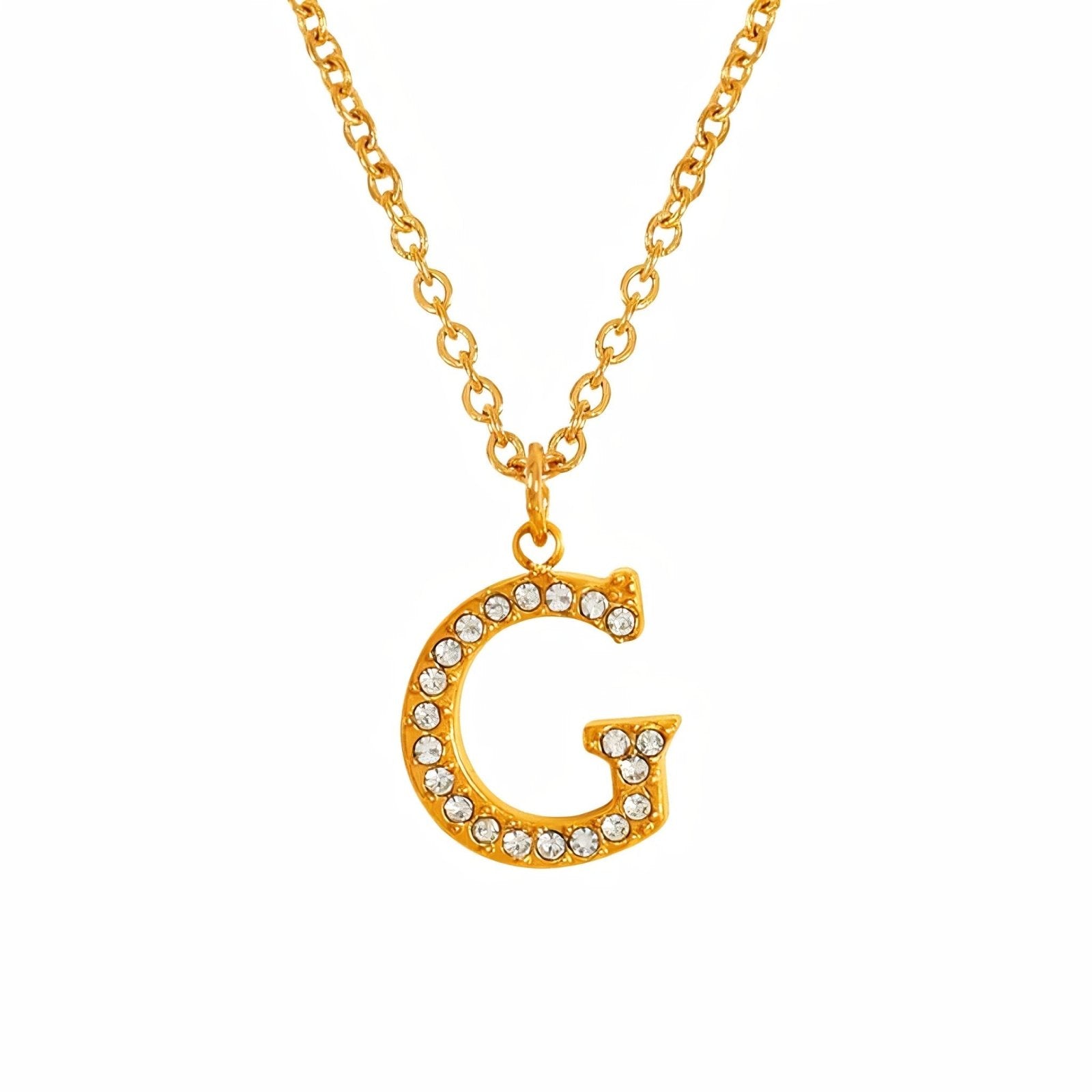 Collier pendentif lettre, plaqué or, zircons incrustés, bijoux tendance, modèle Andrea