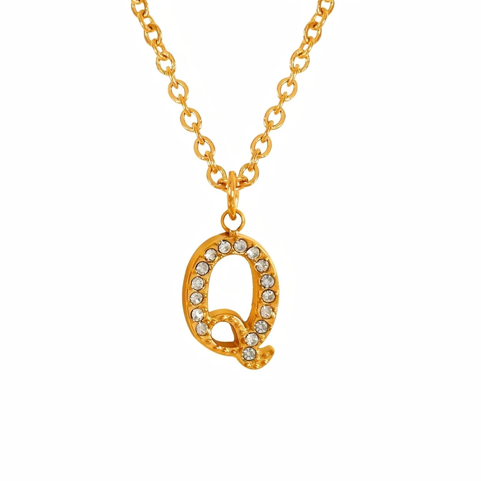 Collier pendentif lettre, plaqué or, zircons incrustés, bijoux tendance, modèle Andrea