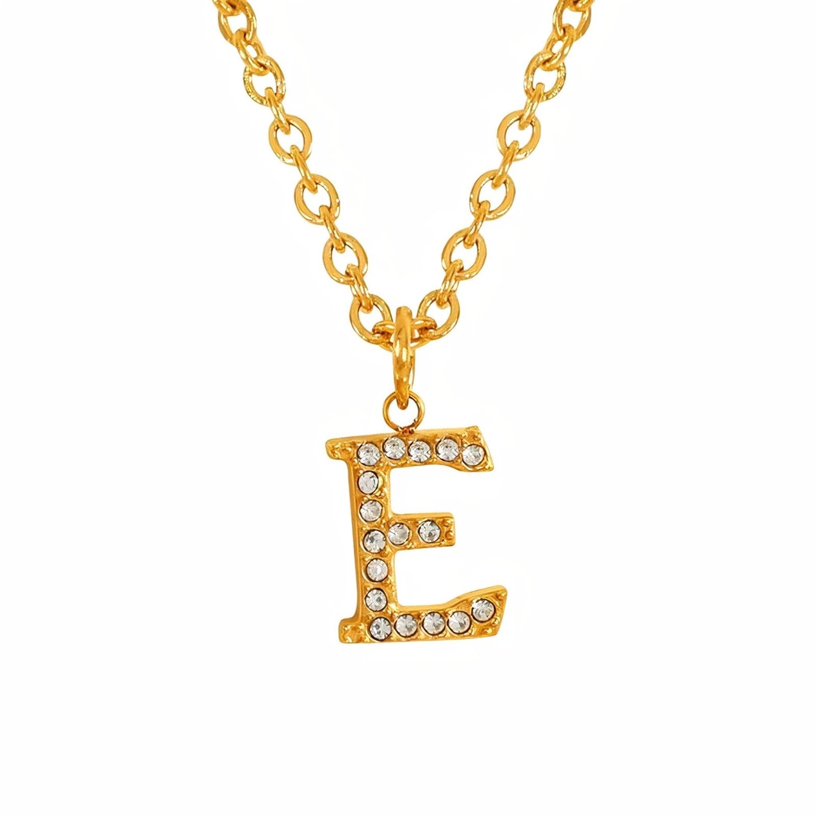 Collier pendentif lettre, plaqué or, zircons incrustés, bijoux tendance, modèle Andrea
