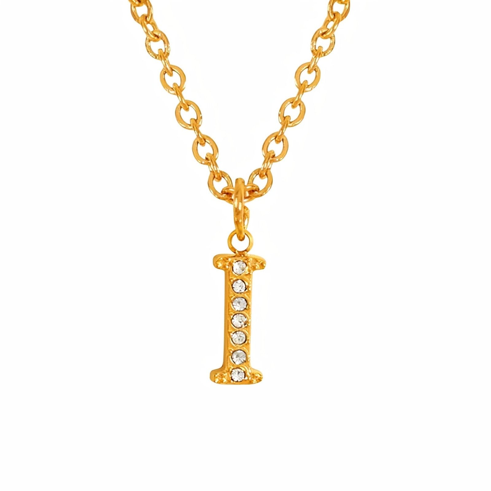 Collier pendentif lettre, plaqué or, zircons incrustés, bijoux tendance, modèle Andrea