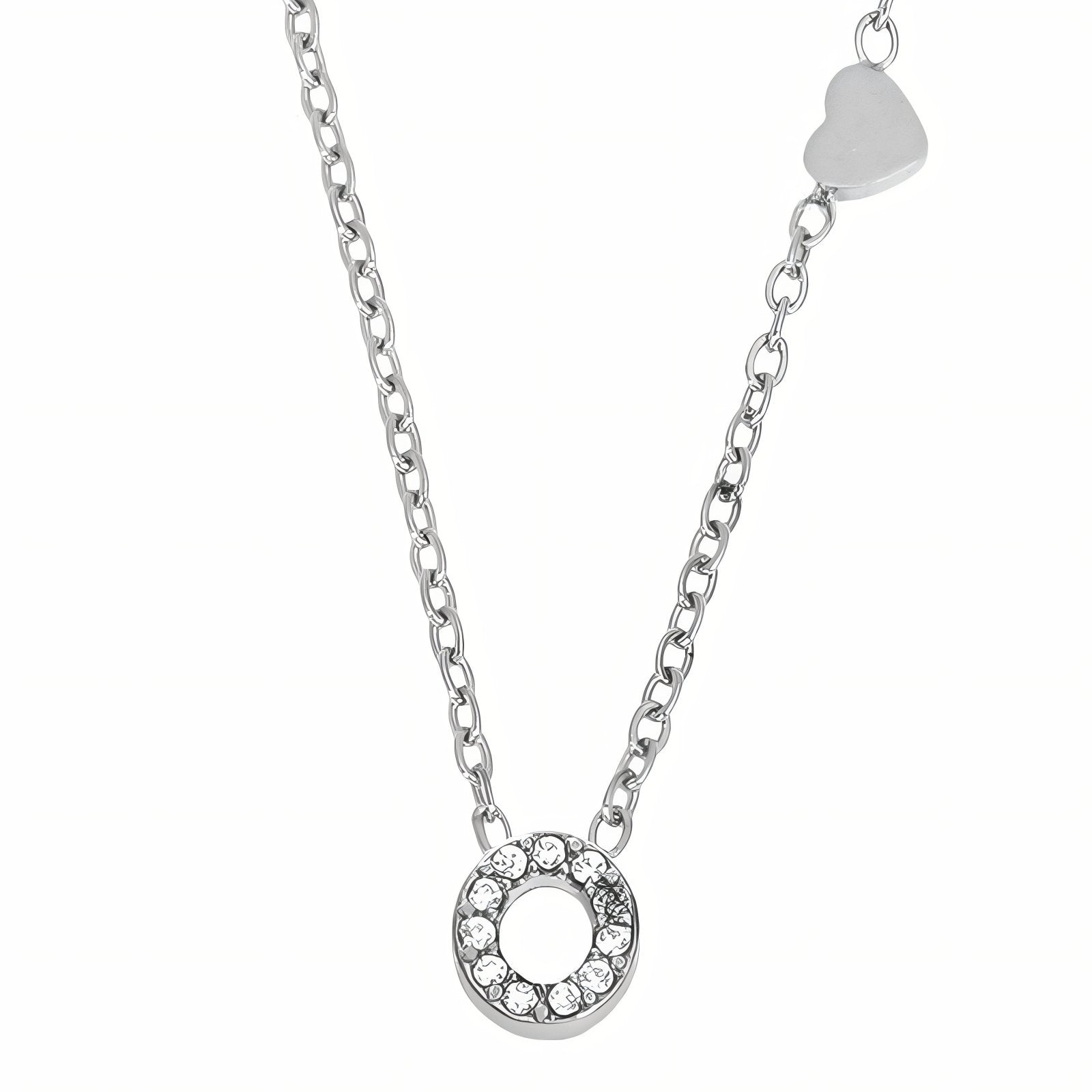 Collier pendentif lettre pour femme, avec zircon, en acier inoxydable