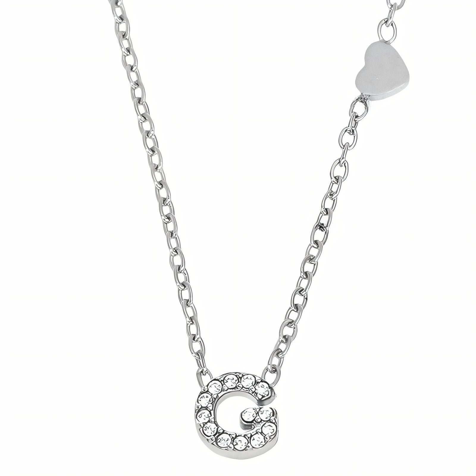 Collier pendentif lettre pour femme, avec zircon, en acier inoxydable