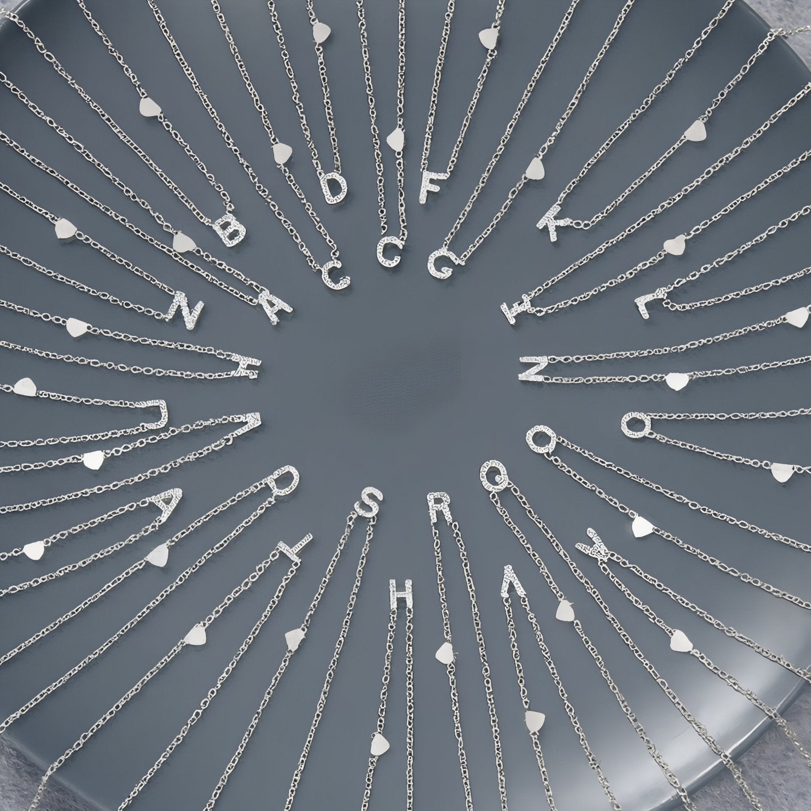 Collier pendentif lettre pour femme, avec zircon, en acier inoxydable