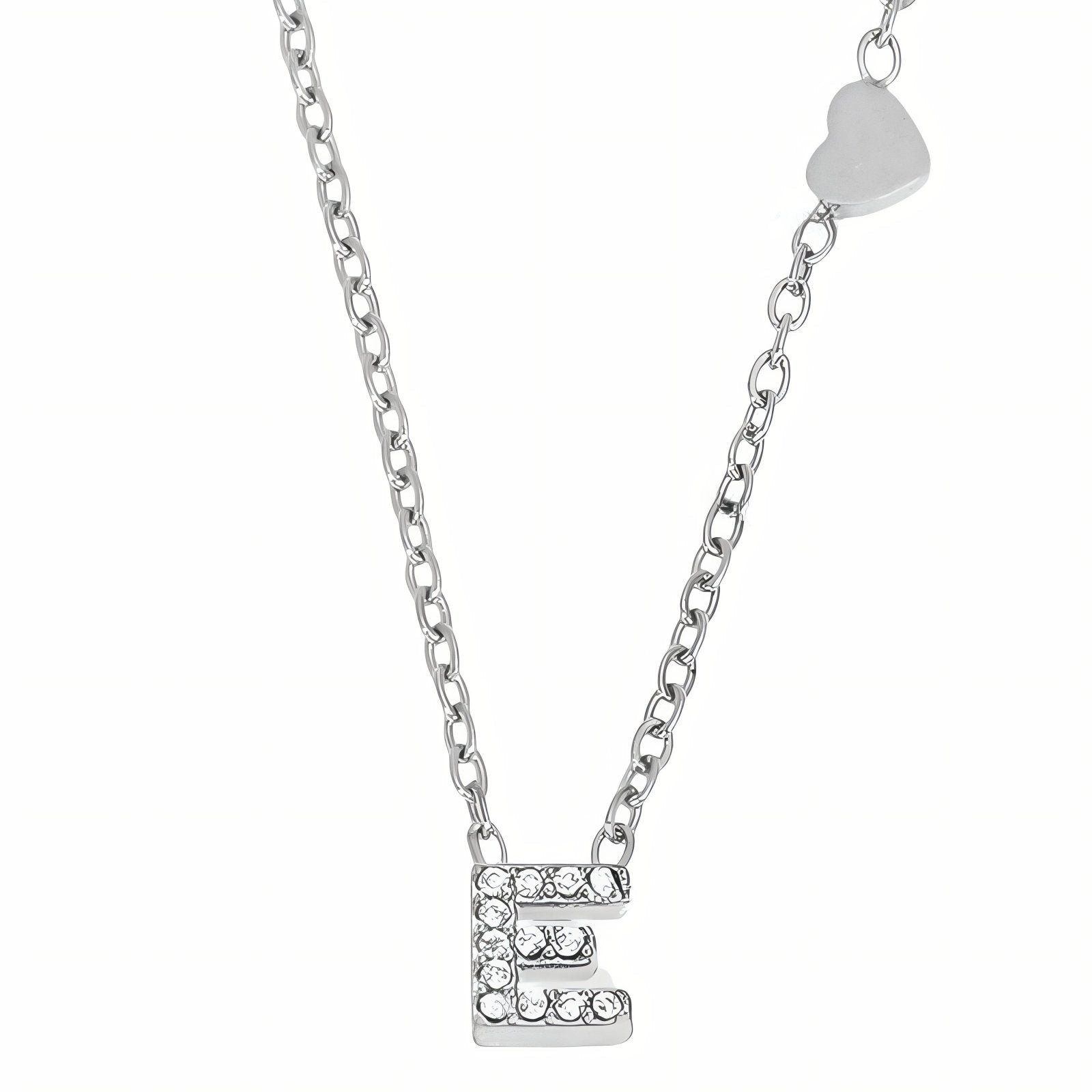 Collier pendentif lettre pour femme, avec zircon, en acier inoxydable