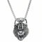 Collier pendentif loup féroce surmonté d’une tête de mort pour homme, en acier inoxydable
