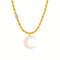 Collier pendentif lune blanche en résine, chaîne à mailles mixtes, pour femme, modèle Kensley