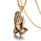 Collier pendentif mains en prière, en acier inoxydable, style religieux, pour homme, modèle Benedetto