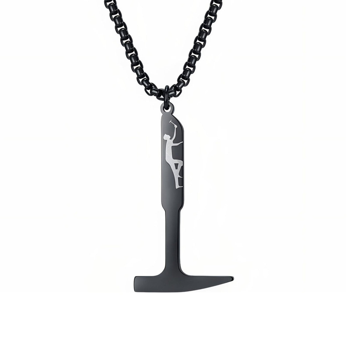 Collier pendentif marteau pour homme, en acier titane, outil de métier avec message inspirant gravé