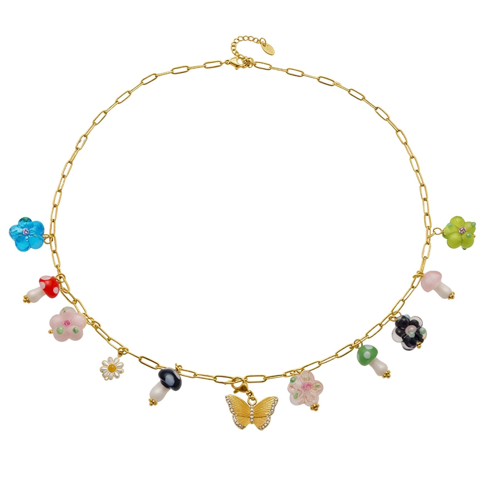 Collier pendentif multicolores pour femme, avec résine, en acier inoxydable