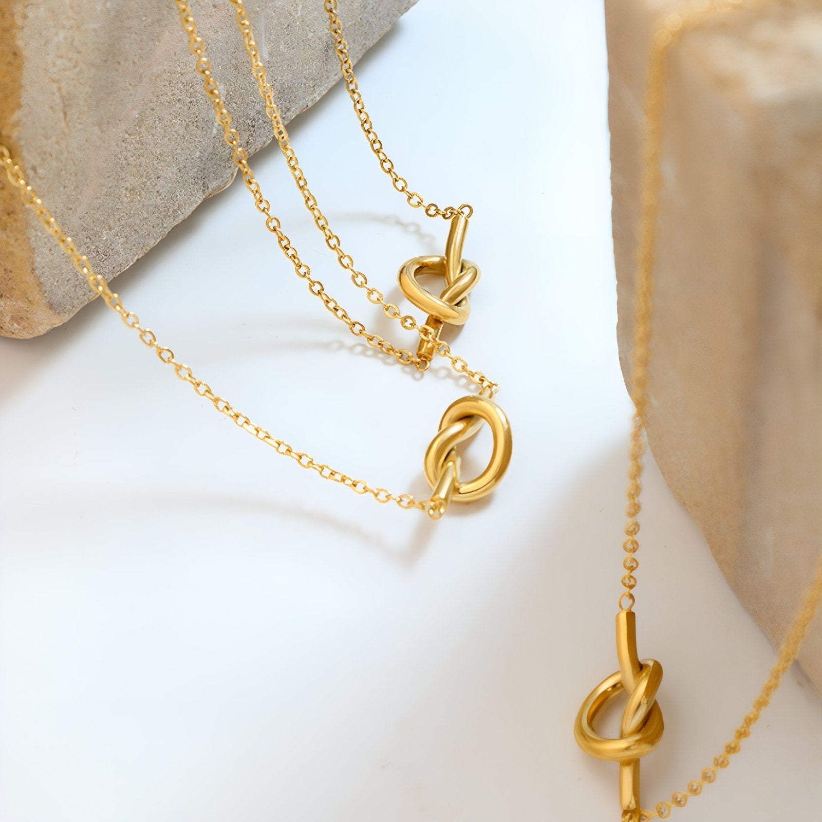 Collier pendentif nœud cœur pour femme, en acier inoxydable, style minimaliste