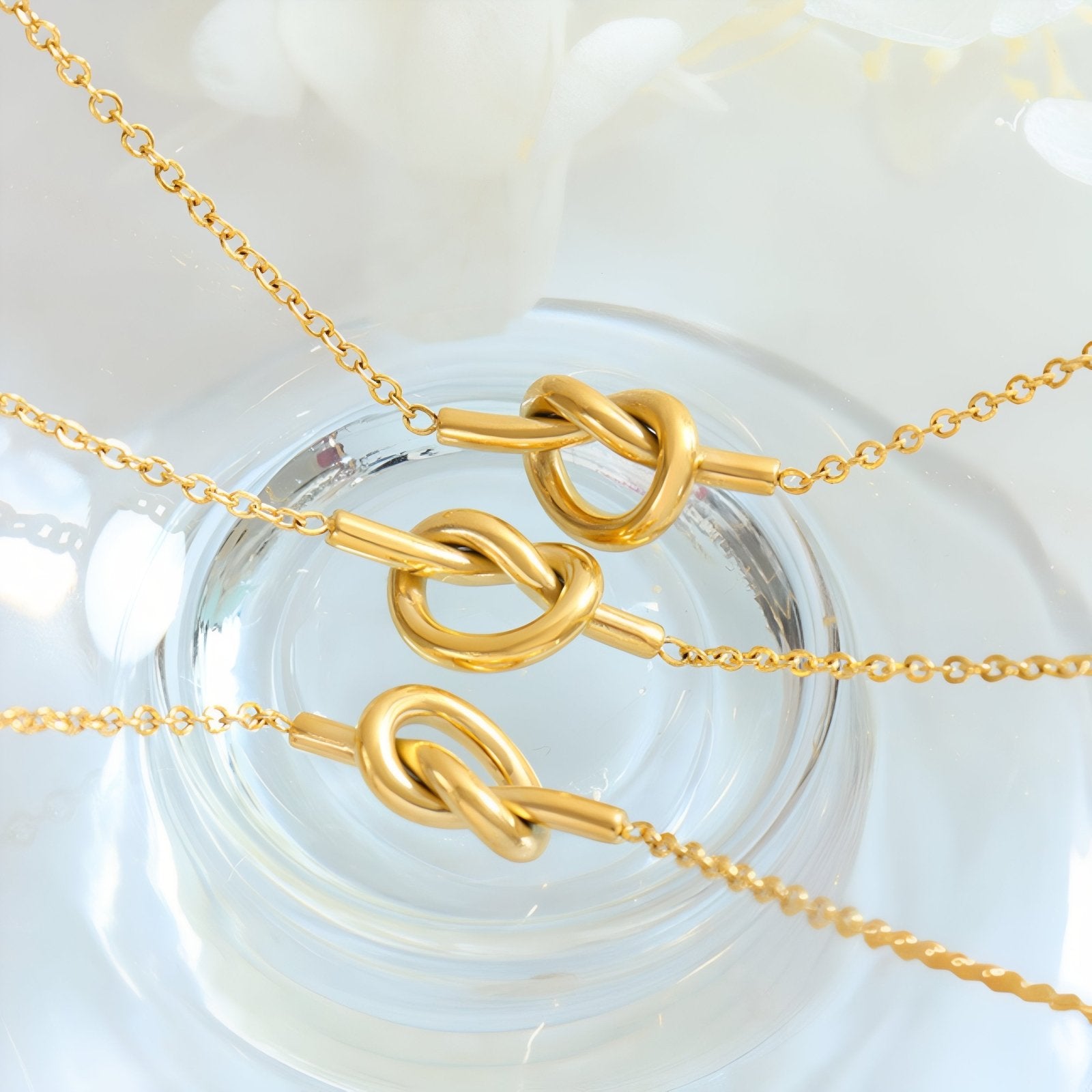 Collier pendentif nœud cœur pour femme, en acier inoxydable, style minimaliste