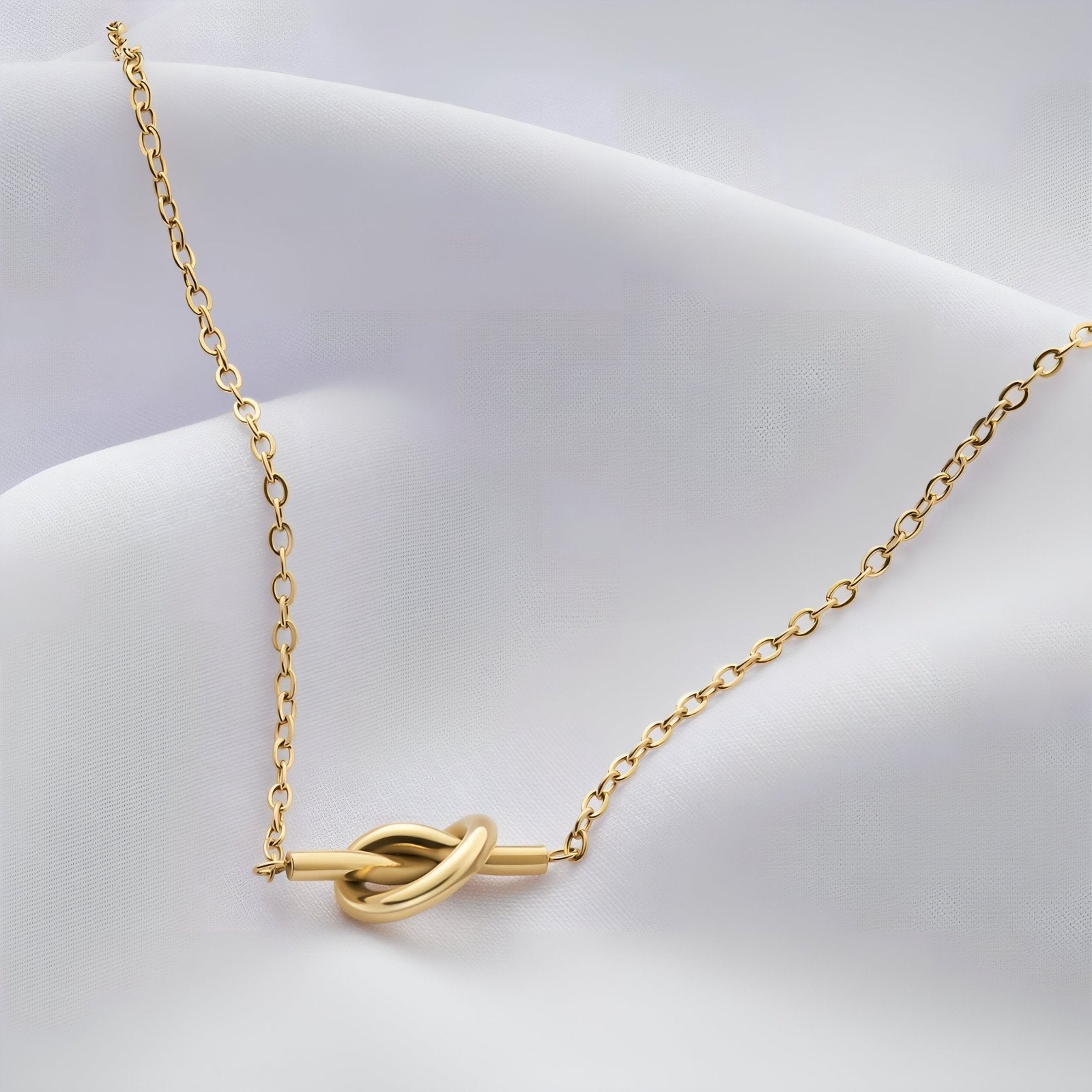 Collier pendentif nœud cœur pour femme, en acier inoxydable, style minimaliste