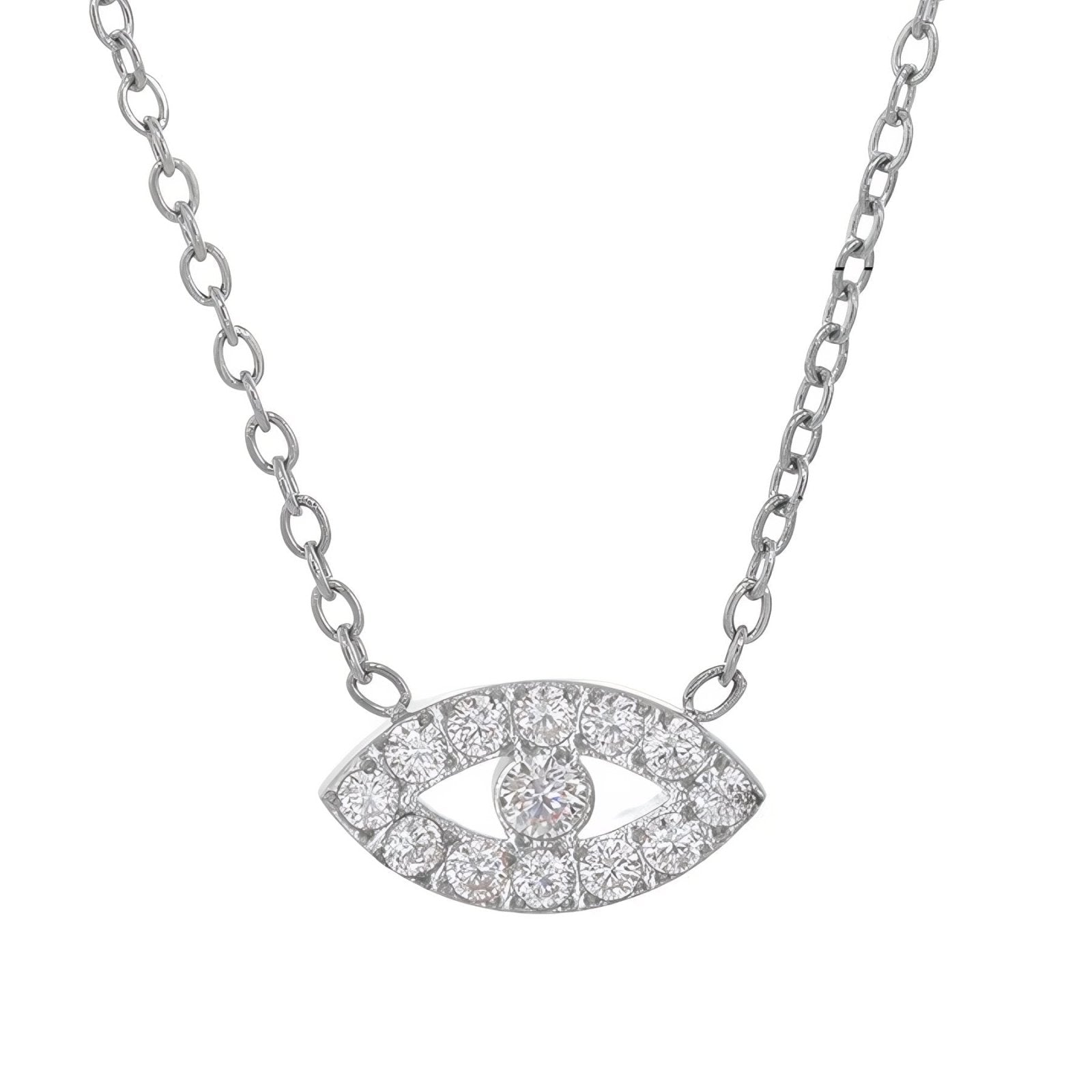 Collier pendentif œil pour femme, avec zircon, en acier inoxydable