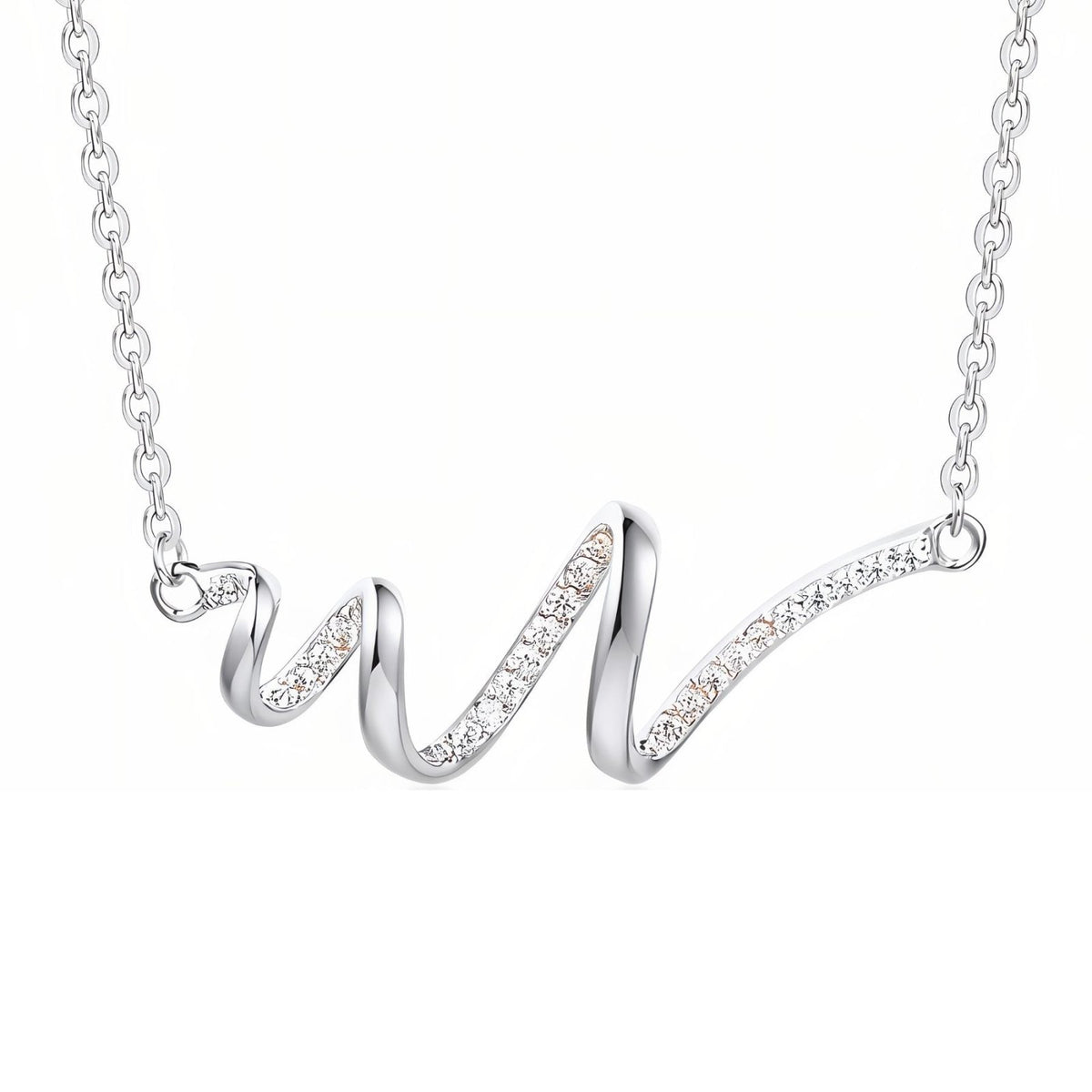 Collier pendentif ondulé pour femme, en argent 925, design moderne et raffiné