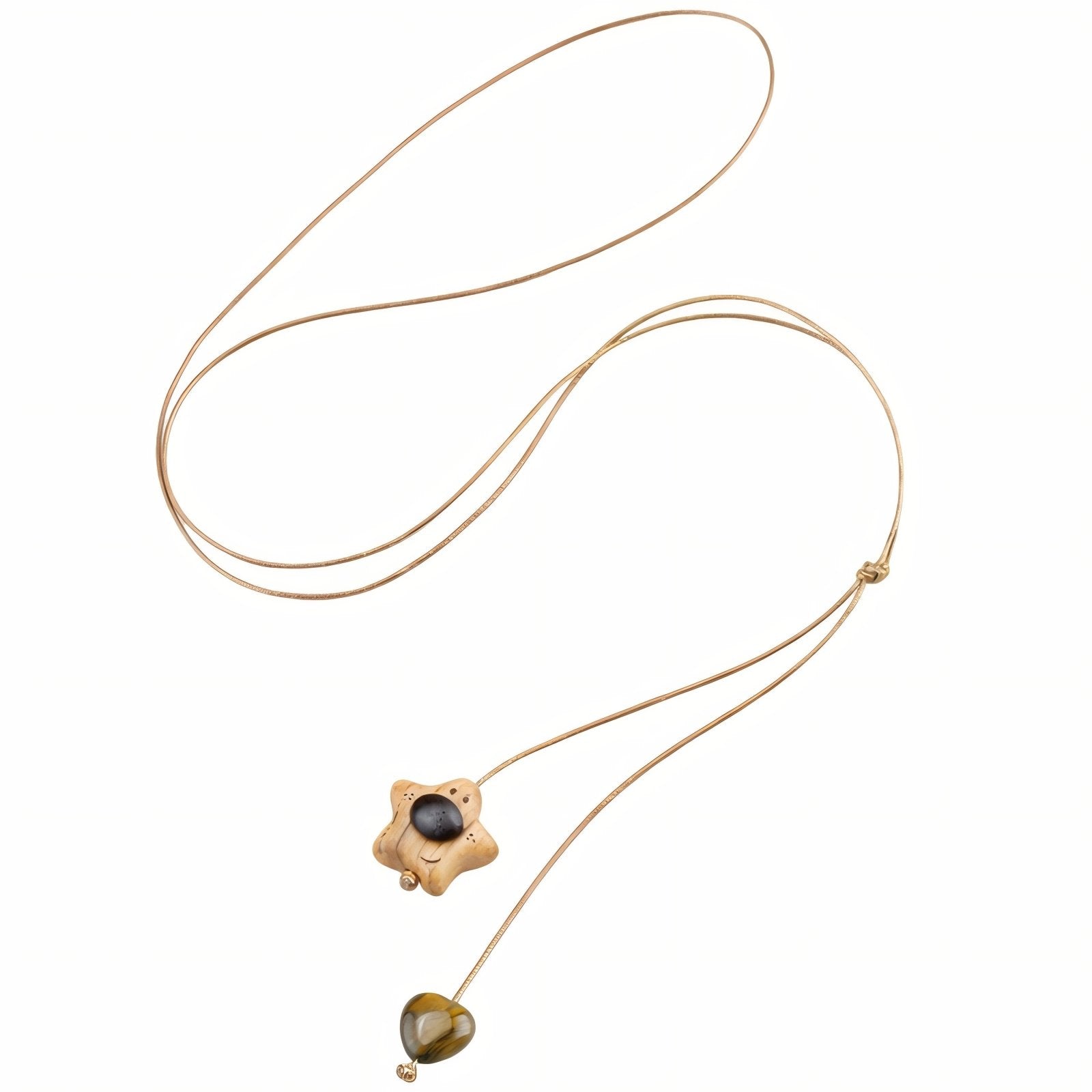 Collier pendentif ourson, chien, chat ou étoile en bois naturel, avec perles en bois et cordon ajustable